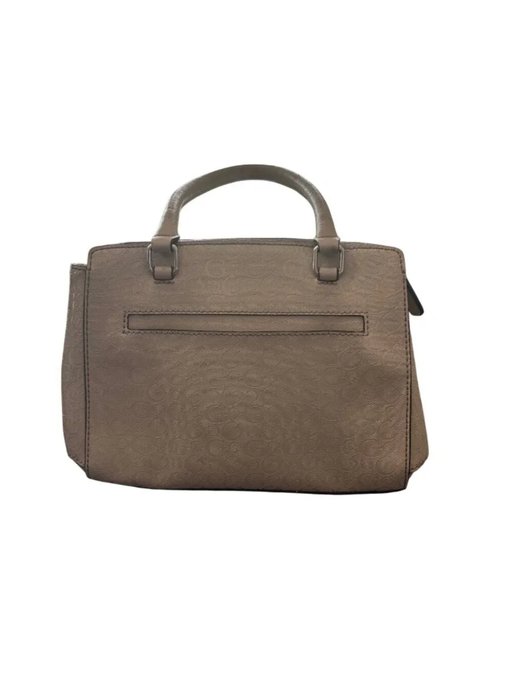 GUESS Beige Monogram Contemporary Classic Satchel Y2K Bag Chic Top Handle Purse